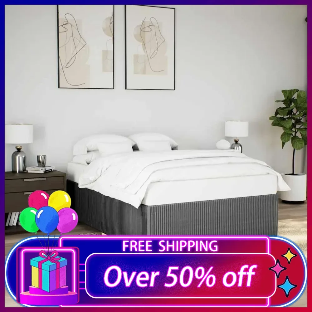 Dark Gray Queen Upholstered Bed Frame,Slatted Mattress Base,Modern Bedroom Bedstead,Product Dimensions 79.9