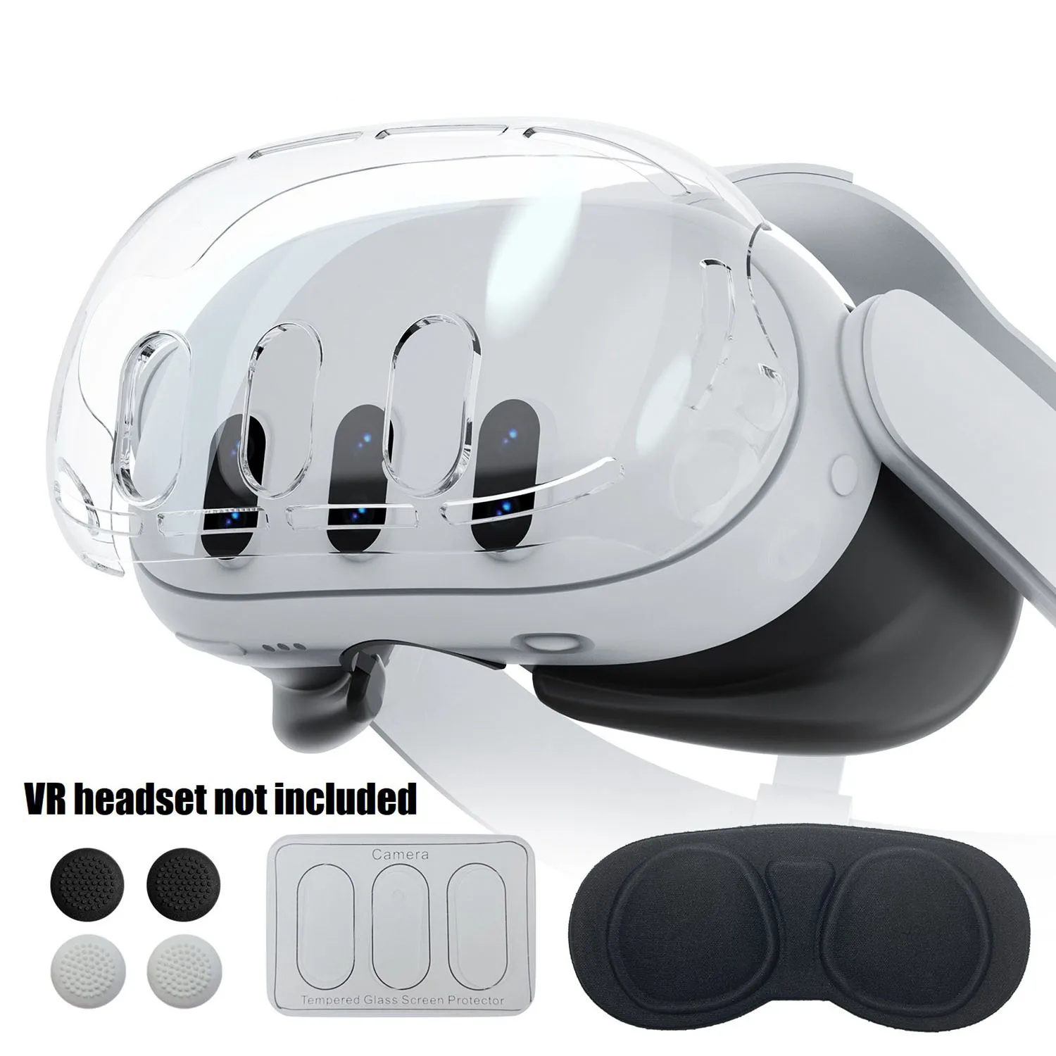 حافظة واقية شفافة موثوقة + غطاء للعدسات + غطاء عصا التحكم لخوذة ميتا كويست 3 VR غطاء حماية كامل ضد الغبار لـ Meta Quest3