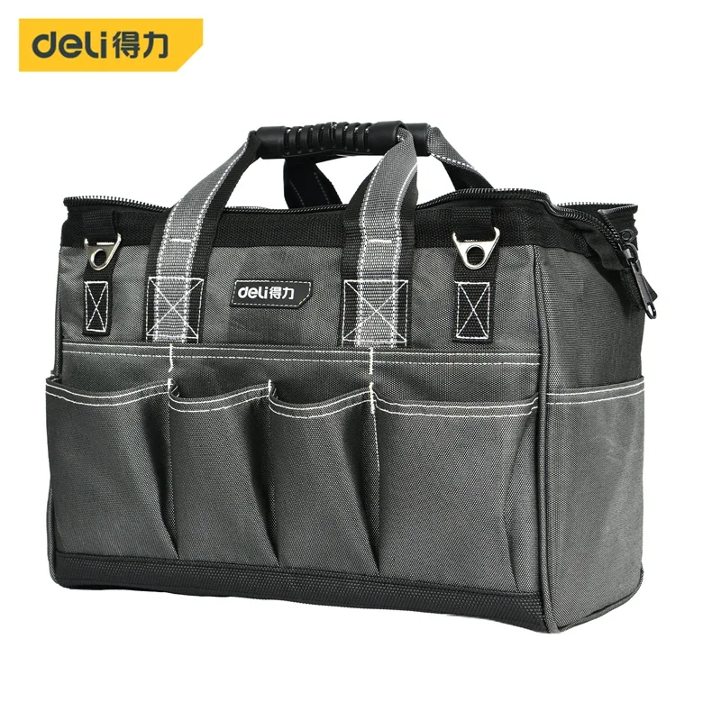 Deli 15/17 Inch Toolbag Oxford Cloth Large Capacity Tear Resistant Tool Storage Bags Worker Multi Insert Pocket Portable Toolkit