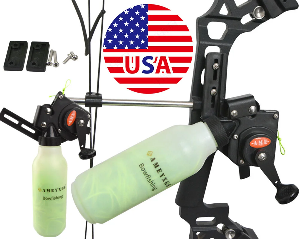 40m Fishing Rope Pot Reel ABS Aluminum Alloy Bowfishing Tool for Compound Recurve Bow Hunting Shooting Sports