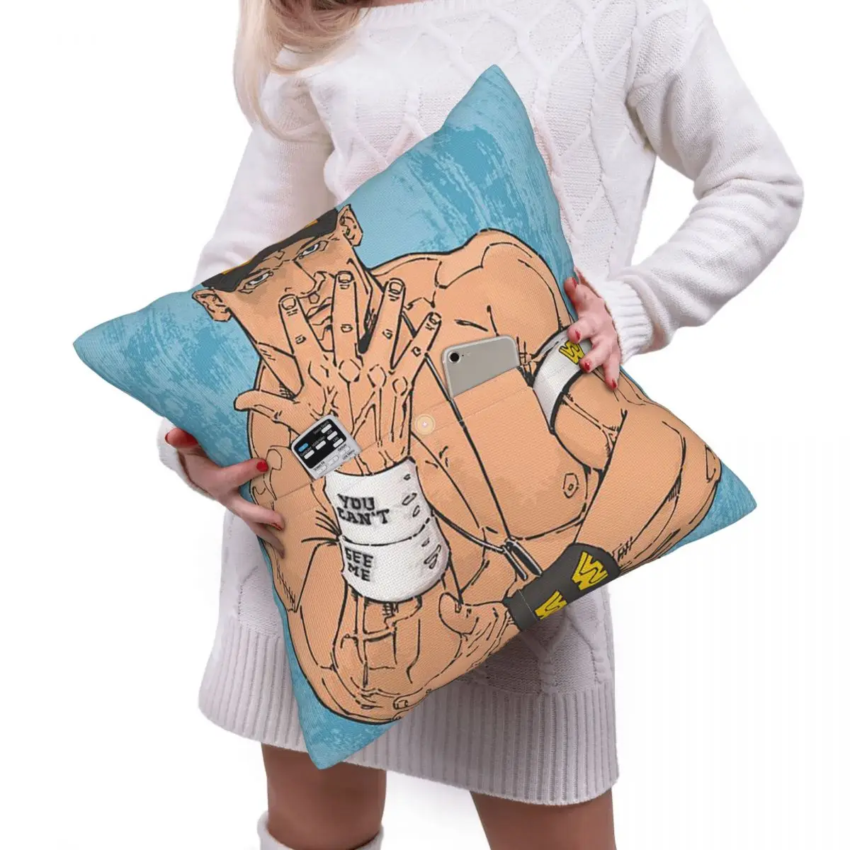 Respect Earn It Cartoon Wrestler Square Linen Pillowcase Cushion Cover Polyester Decorative Bedroom Home Comfort Throw Pillow