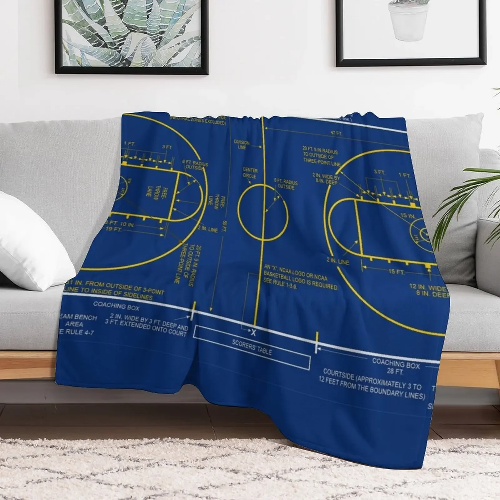 College Basketball Court Diagram Schematic for Basketball Lovers Throw Blanket Summer Beddings Soft Blankets