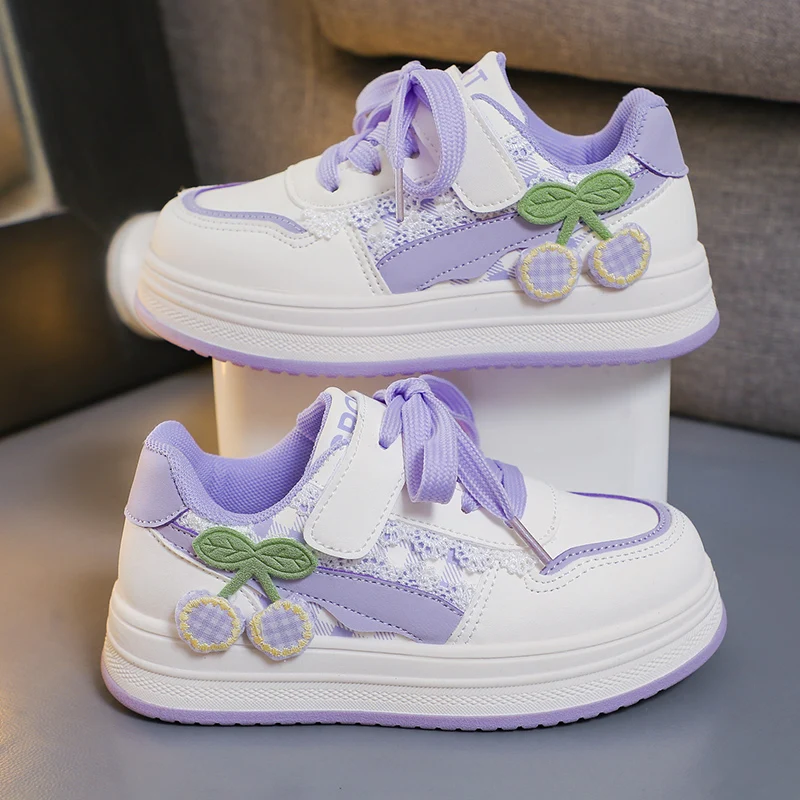 Teenagers Kids Outdoor Sneakers Student Girls Cute Cherry Sports Shoes Comfortable Soft Sole Running Shoes Casual Tennis Shoe