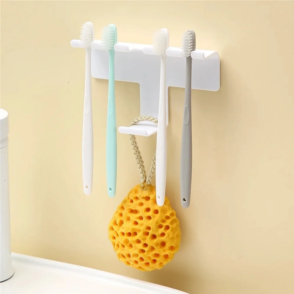 Wall Mounted Toothbrush Holder with Self-Adhesive No Drilling Toothbrush Organizer Bathroom Mounted Holder for Toothbrush Head