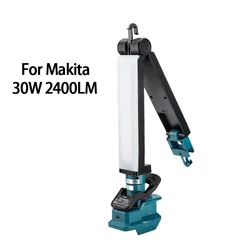 30W 2400LM lampada da lavoro a LED senza fili torcia da esterno portatile rotante a 270 gradi con porta USB adatta per batteria Makita 18V