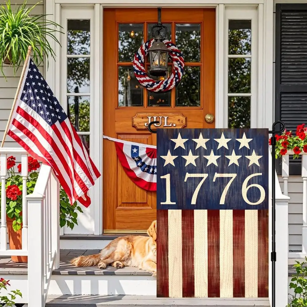 1776 USA Patriotic Garden Flag 12x18 Inch Double Sided Rustic Stars and Stripes Red White Blue Heavy Duty Polyester Outdoor  YYQ
