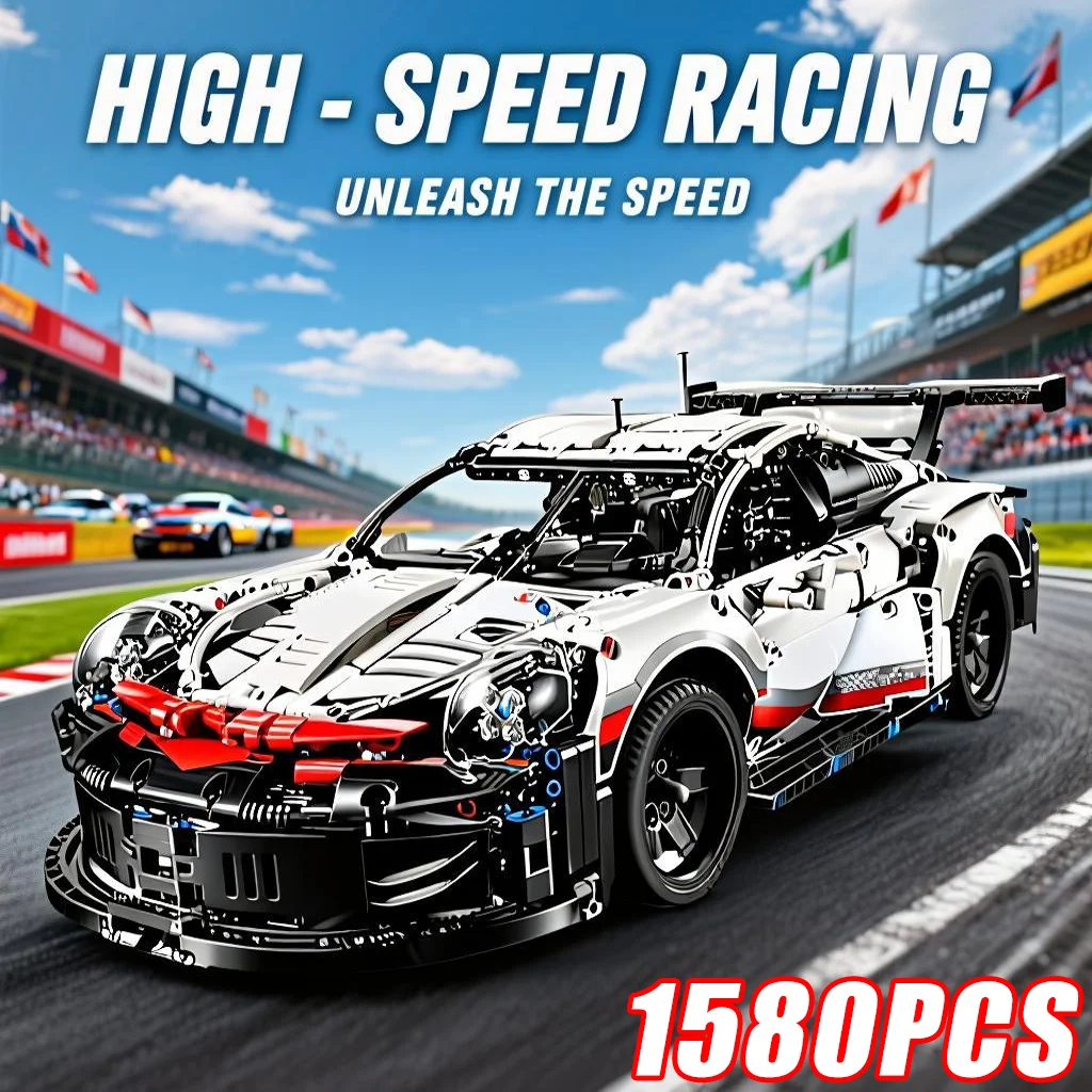 مجموعة أدوات بناء سيارة سباق 1580PCS 42096 مجموعة سيارات نموذجية قابلة للتجميع مع عرض تفصيلي تعزز تعلم العلوم والتكنولوجيا والهندسة والرياضيات هدايا رائعة