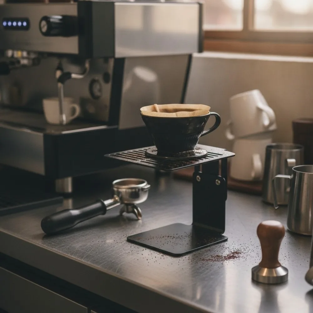 Adjustable Height Coffee Scale Stand Carbon Steel Hollow Drainage Coffee Electronic Scale Bracket Stable Base Rust-resistant