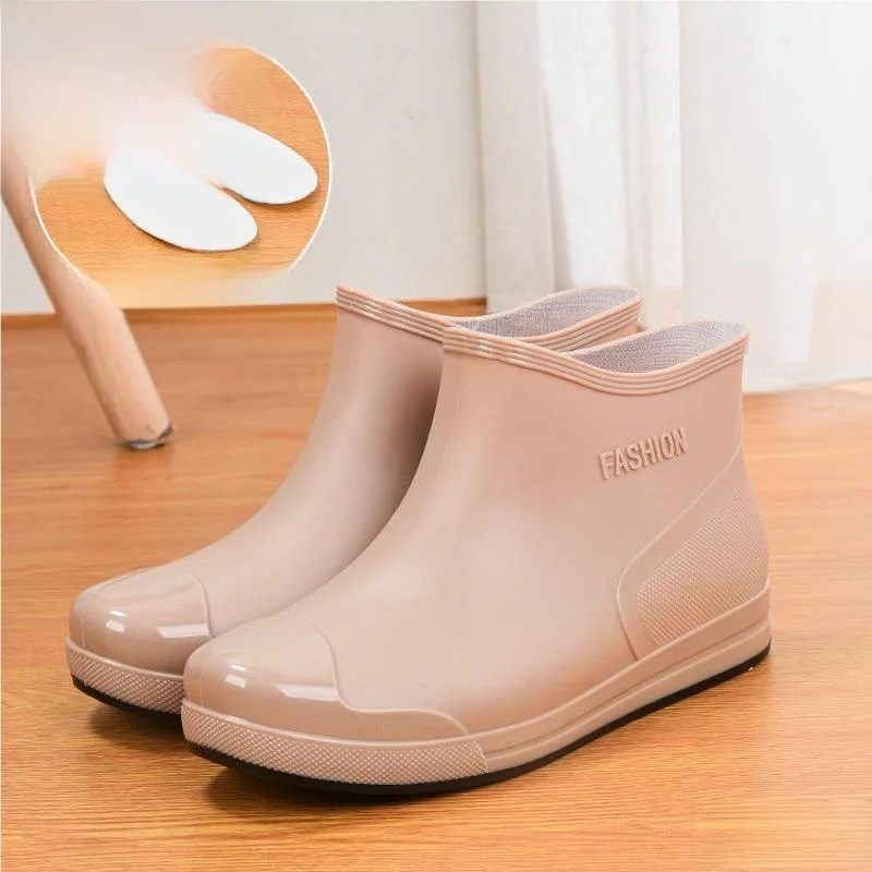 Women's ort Rain Boots Anti-Slip Waterproof Wear-Resistant Kitchen Work Gloves Faionable Adult ort Tube Water oes
