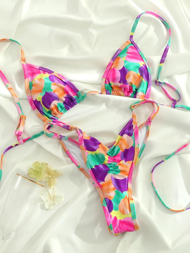Extreme print bikini voor dames uitgesneden badmode lage taille badpak micro bikini's set badpak driehoek strandkleding 2026