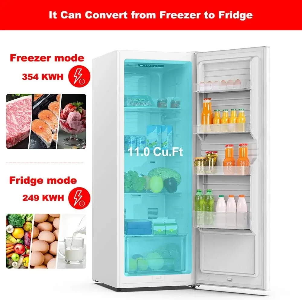 GLF11UWEA16 Convertible Freezer/Fridge, Electronic Temperature Control, 11 Cu.Ft, White