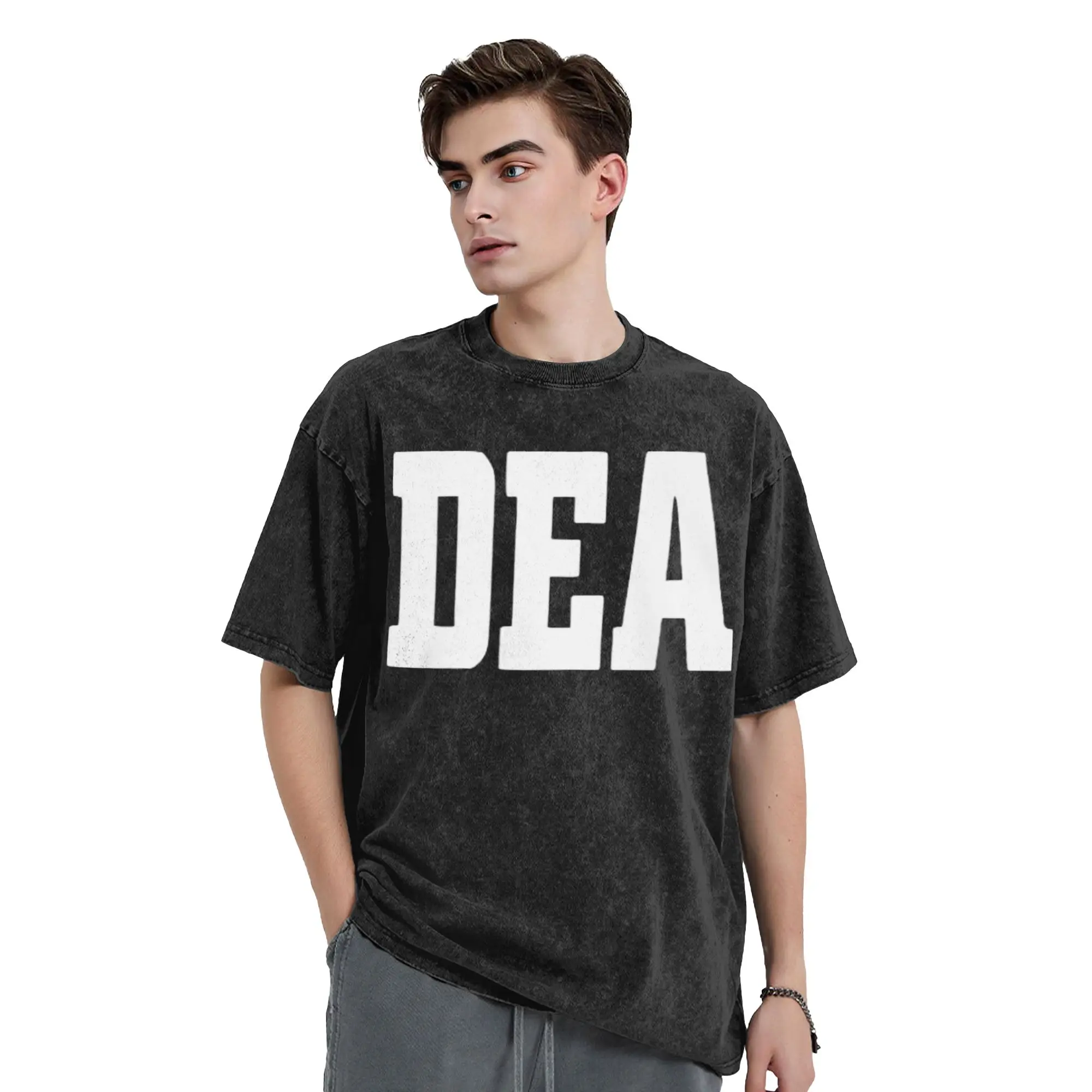 DEA US Federals Interdiction Agency Police Logo T Shirts Washed Cotton Street T-Shirt Men Women Streetwear Printed Tops Tees
