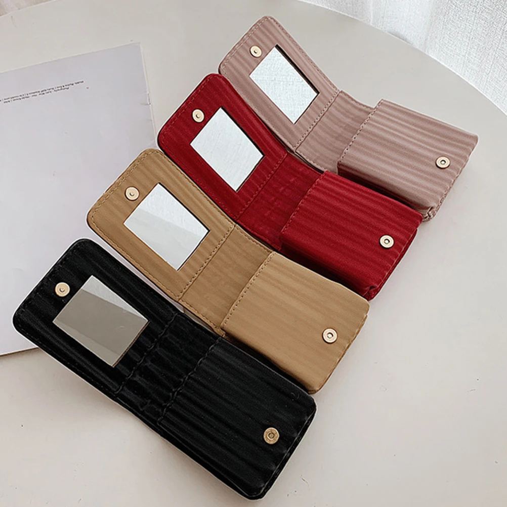 

Mini Mirror Material Lady Lipstick Bag Portable Lipstick Storage Bag Storage Pouch Black Color Travel Shopping