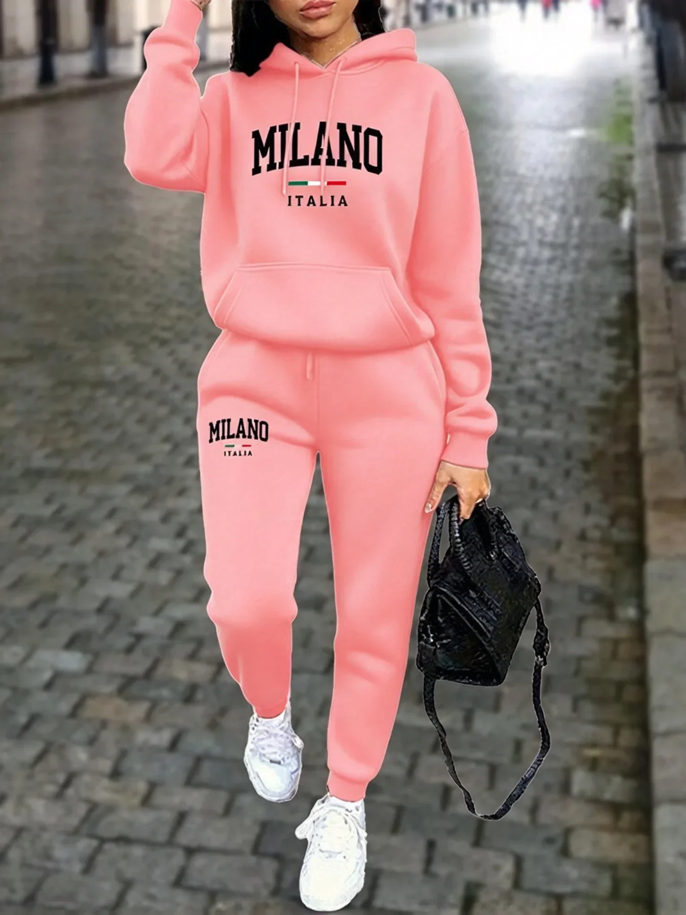 MILANO Pants Sets for Women Clothing High quality Sweatshirt Sweatpant Hoodie Suit 2 Piece Autumn Winter Outfits Woman202627 view 2