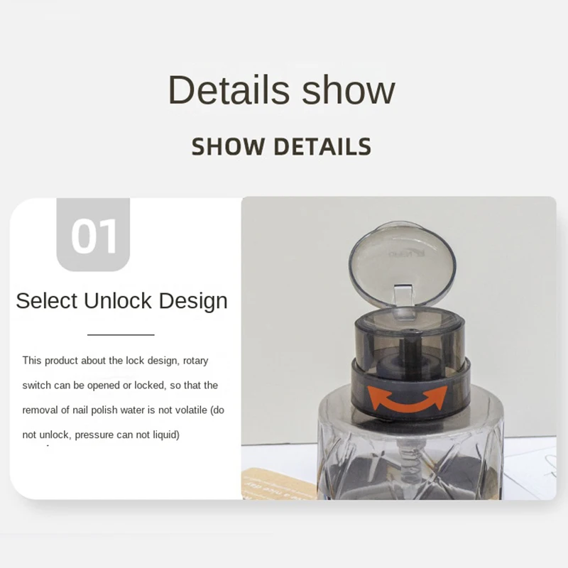 200 مللي مسمار الكحول السائل ضغط حاوية فارغة زجاجة شفافة دفع أسفل مضخة موزع زجاجات إعادة الملء مع غطاء الوجه العلوي #2