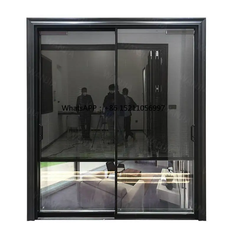 Aluminum Door Smart Motorized Venetian Blind Glass Sliding Door Minimalist Design Supplier Bulk