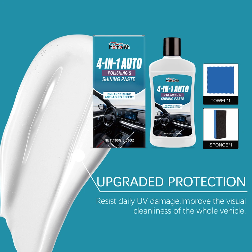 100g Interior Car Cleaner Restorer,4 In 1 Auto Polishing Shining Paste,Interior All Purpose Car Cleaner,Car Restoration Cream