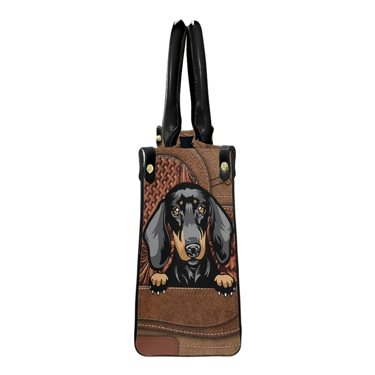 Leather Shoulder Bags for Woman Personalized Name Cute Dachshund Dogs Print Casual Handbags Brand Design Luxury Totes Bag Bolsos