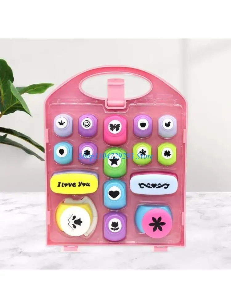 

Y2GD 16Pcs Pocket Hole Puncher with Box Craft Paper DIY Scrapbooking Tool Set for Student Kid DIY Card Making