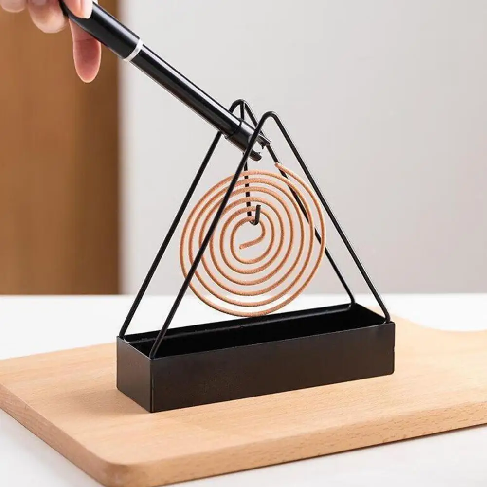 Repellent Coil Holder Iron Incense Holder 1/2pcs Triangle Incense Coil Holder with Ash Catcher Tray Spiral Incense Hanger Stand