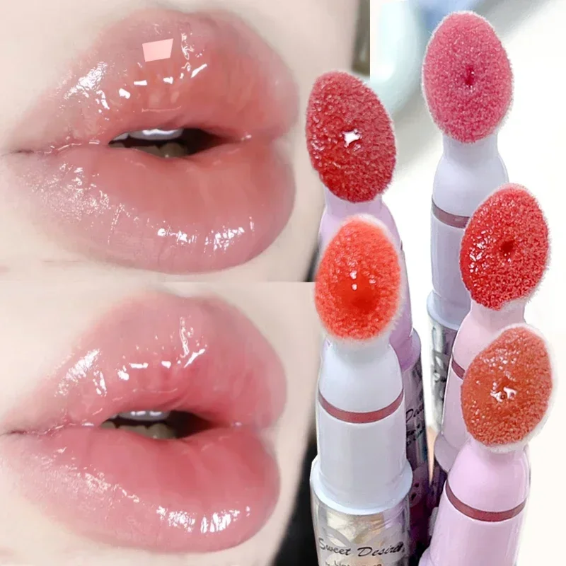 Feuchtigkeitsspendende Spiegel Glas Lip Gloss Make-Up Rot Sexy Licht Lip Glasur Wasser Klar Lippenstift Nicht Stick Tasse Flüssige Lippen Tönung Kosmetik