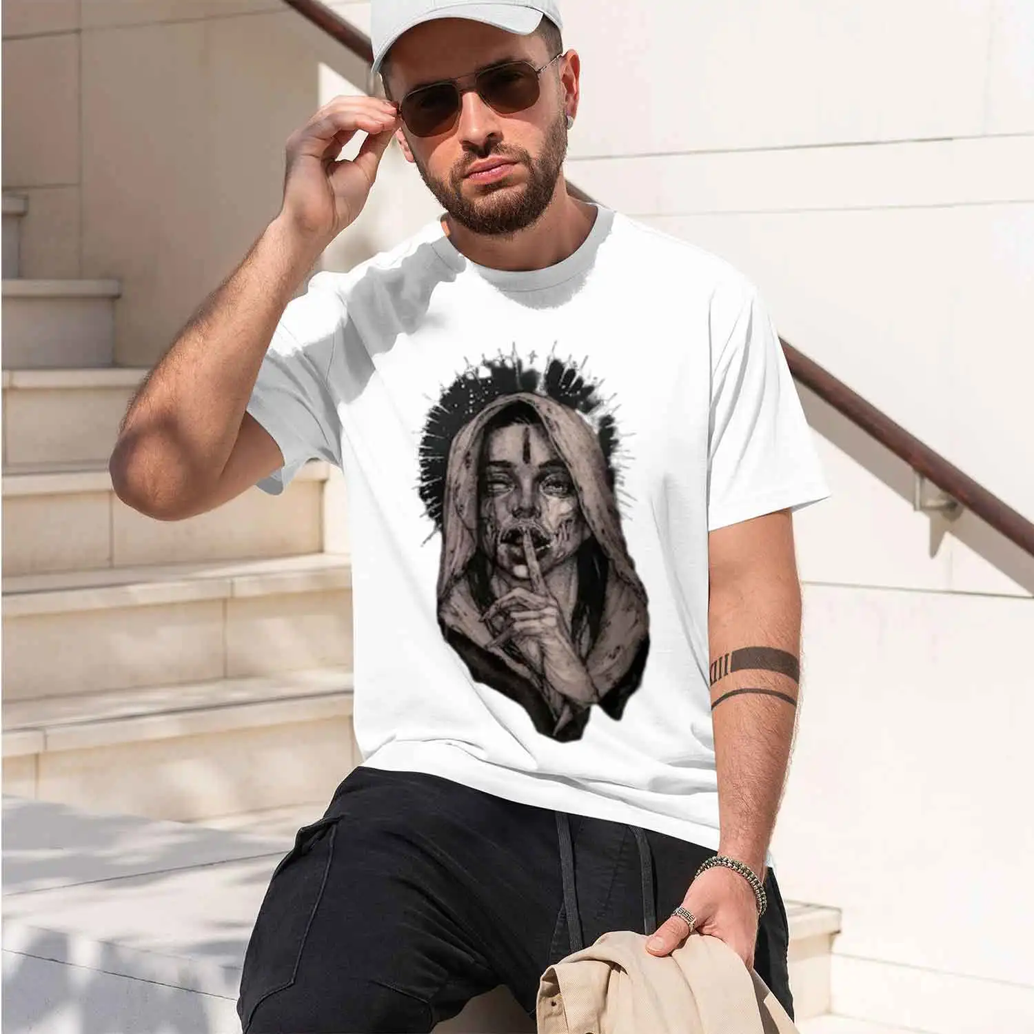 Nun Seduction T-Shirt Silent Horror Scary Shirt Unholy Goth Halloween Gift for Friend Harajuku Shirts for Men Tee s 2026 New Mod