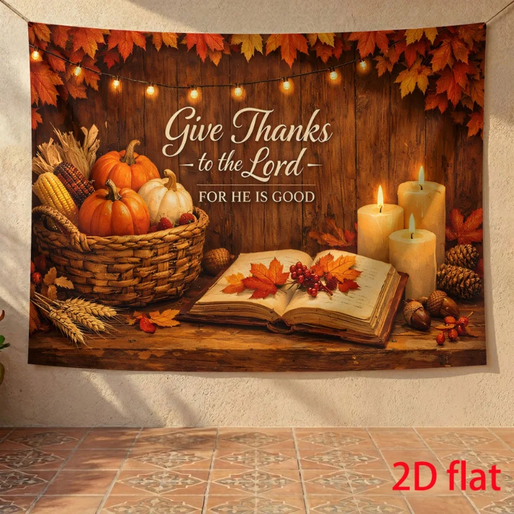 1PC Thanksgiving Fall Thanksgiving Country Harvest Pumpkin Corn Print Backdrop Banner, Bedroom Living Room Photo Background