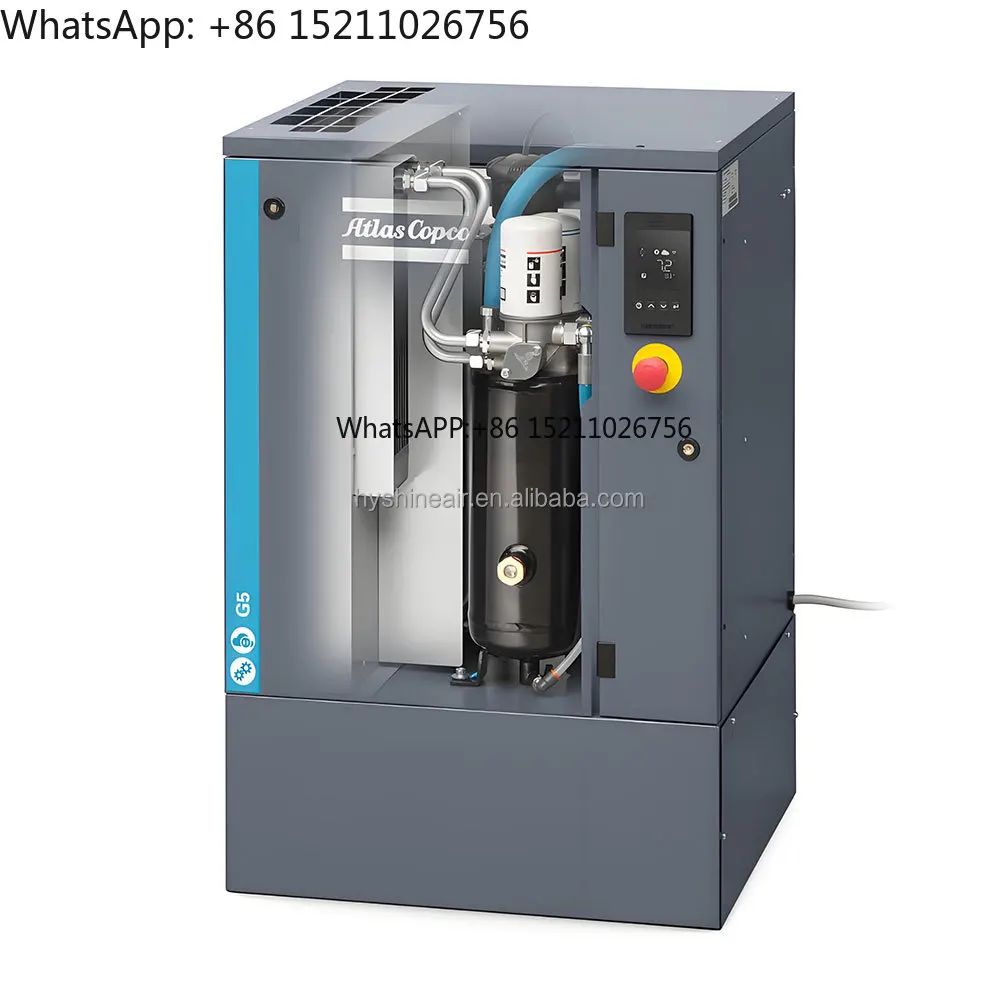 Atlas-Copco G5 Oil-injected Rotary Screw Air Compressor 5.5kW 8bar 10bar 28.25cfm 0.8m³/min 26.13cfm 0.74m³/min 400V 50Hz 3PH