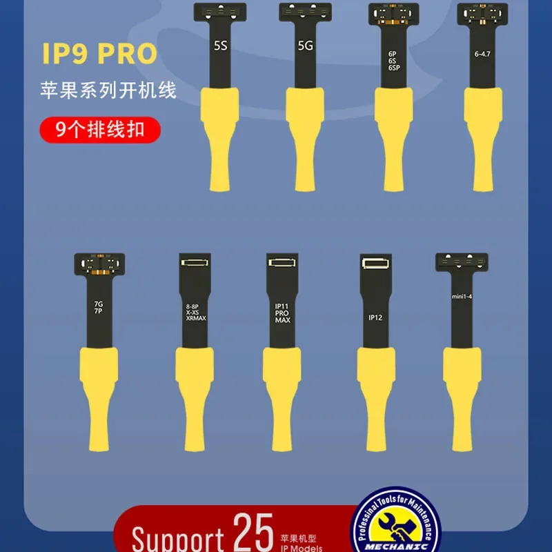 Mekanik kabel aktivasi daya bot IP9 Pro, untuk iPhone 5-12 Pro Max untuk Ipad Mini 1/2/3/4 DC kabel uji catu daya