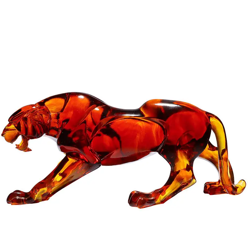 Creative Crystal Leopard Figure Home Decor Ornament Office Desktop Decoration Collectible Crafts Panther Sculpture