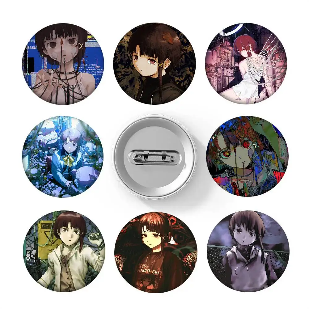 Serial Experiments Lain Round Badge Creative Brooch Clothing Backpack Accessories Lapel Pin