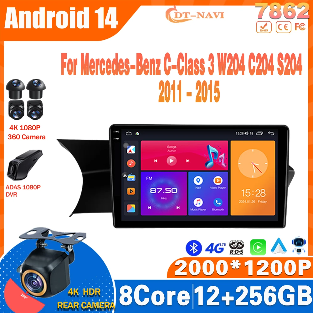 

Android 14 Car Radio For Mercedes-Benz C-Class 3 W204 C204 S204 2011 - 2015 Multimidia Video Player Navigation Carplay Head Unit