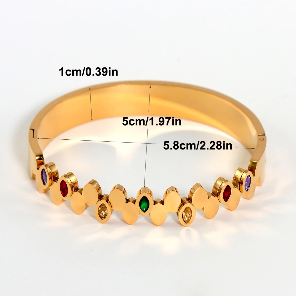 Fashion Gold Color Stainless Steel Colorful Cubic Zirconia Leaf Design Bracelet For Women, Party Wedding Jewelry Gift