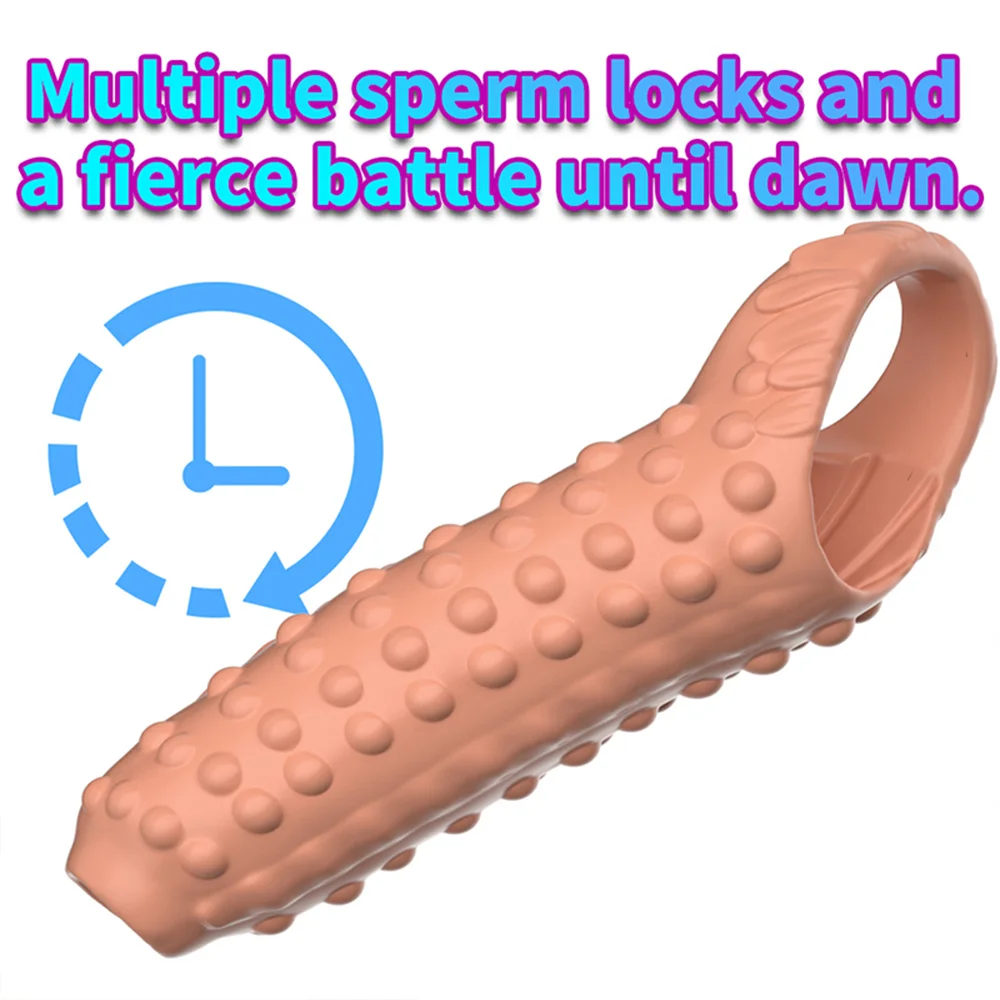 Silicone Penis Extender Condom Reusable Dildo Sleeve Glans Delay Ejaculation Cockring No Vibrator Adult Sex Toys For Men Couples view 6