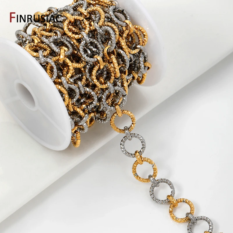 

18K Gold Plated Stainless Steel Chain Twisted Circle Bulk Chain for DIY Handmade Jewelry Necklace Making Accessories