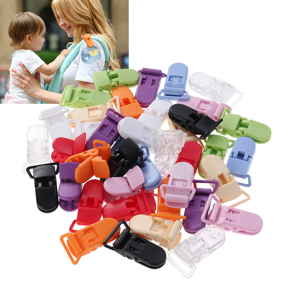 

40Pcs Baby Pacifier Clips Plastic Teeth for Pacifier Bib Holder Badge Strap Baby Clips