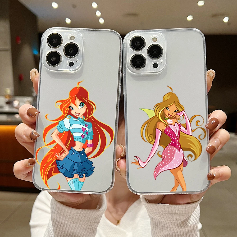 Girl W-Winx Clubs Phone Case For iPhone 16 15 14 13 12 11 Mini Pro Max X XR XSMax 7 8 Plus SE20 Transparent Cover