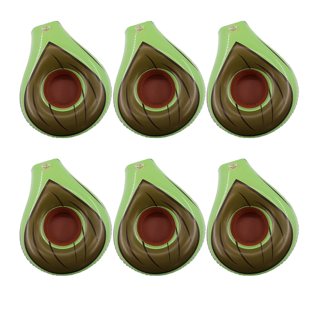 

6pcs Avocado Cup Holders Pvc Inflatable Drink Green Creative Floating Mats Lightweight Unique Design Summer