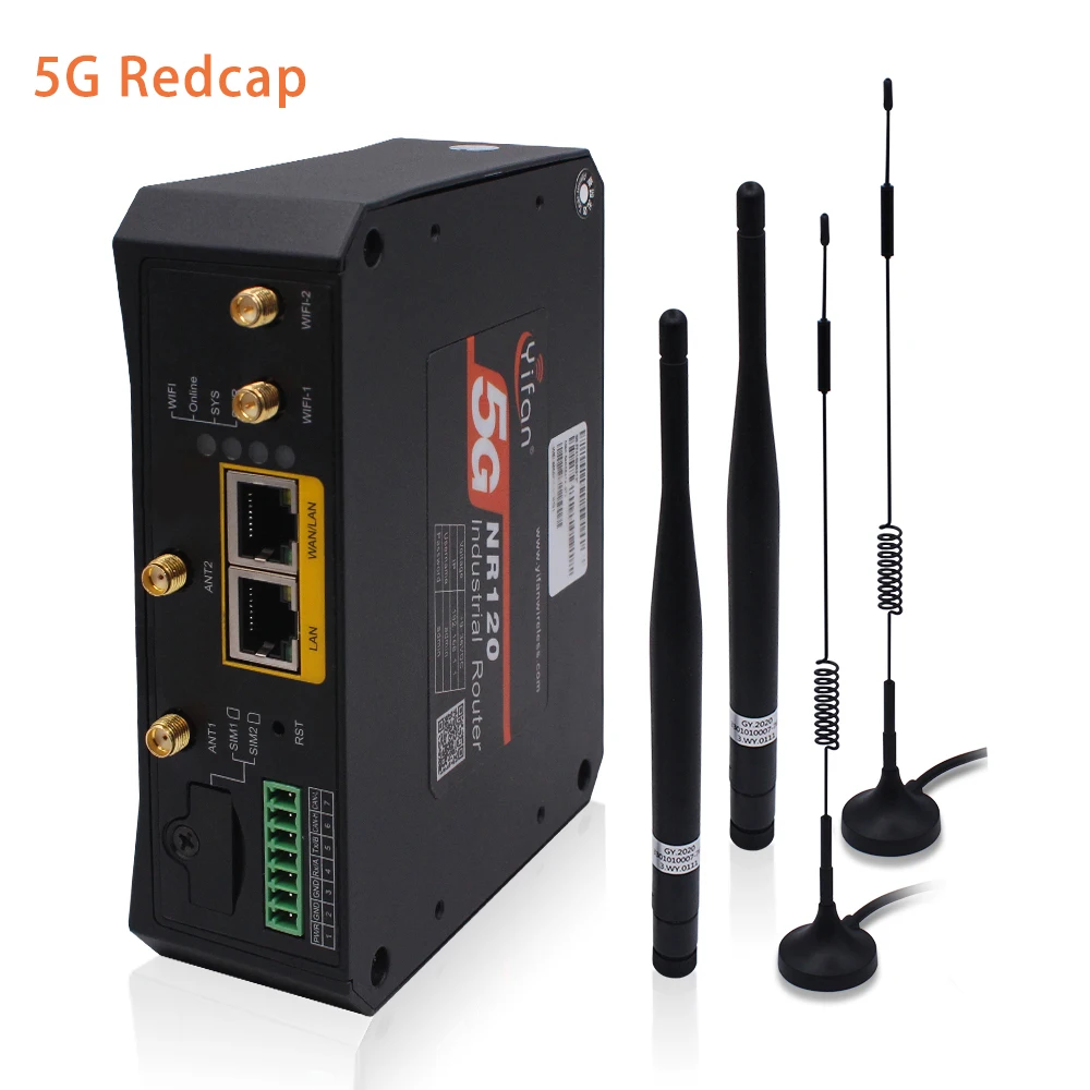 ZXY Yifan NR120-R الصناعية 5G RedCap IoT راوتر ثنائي الشريحة فشل مودم 300Mbps GRE/IPSEC WEP التشفير VPN جدار الحماية X35 رقاقة #1