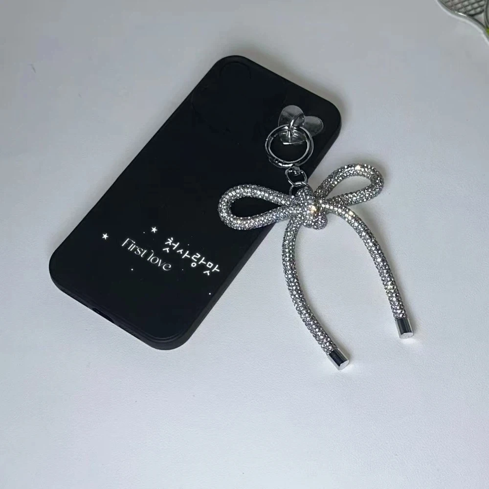 Sparkling Diamond Butterfly Knot Rope Korean Style Colorful Rhinestone Bow Keychain Sweet Style Hanging Decoration