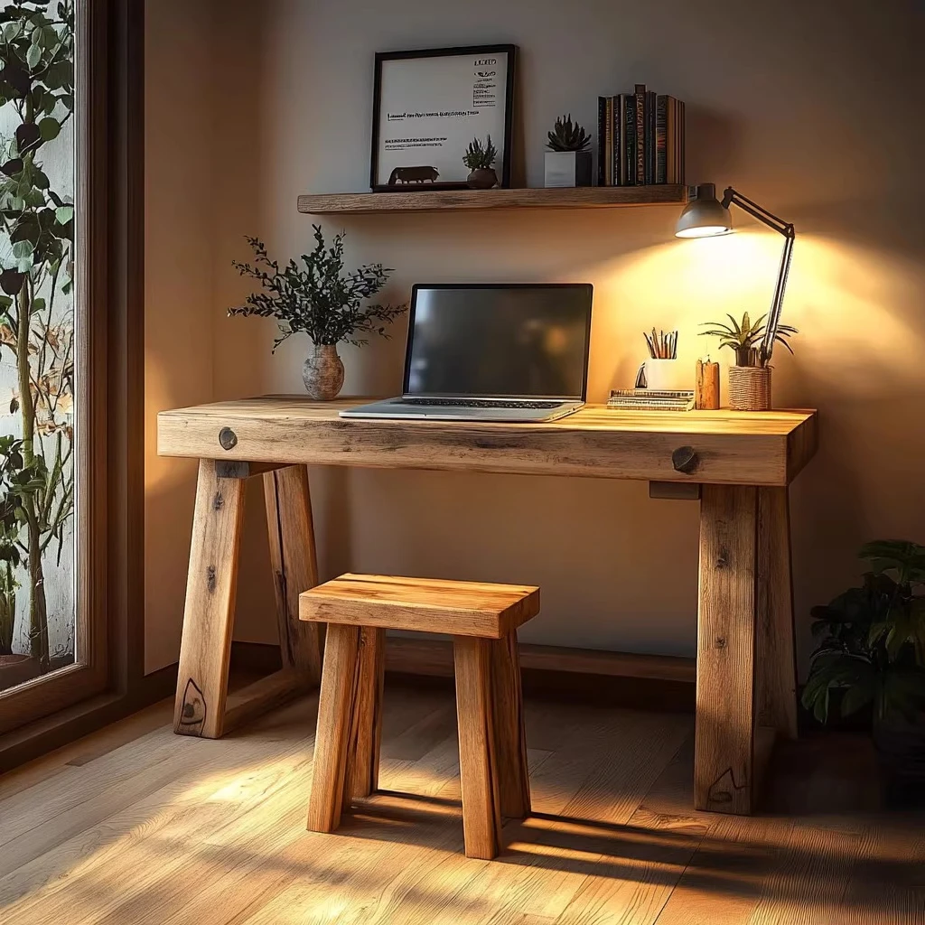 

Solid wood dining table B & B home living room long table retro style dining table computer desk