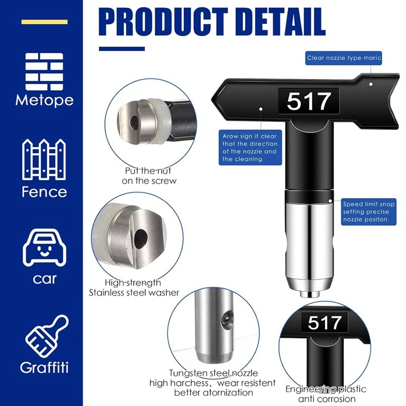 2Set Airless Paint High Pressure Airless Paint Sprayer with 517 Tip Swivel Joint for Pump Sprayer Accessories-A49I