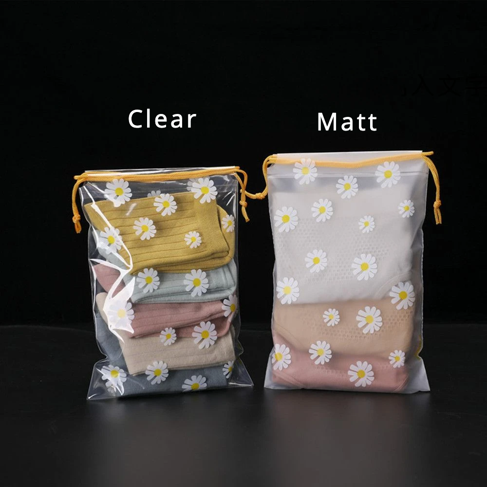 10PCS Drawstring Storage Bag Matt Transparent Waterproof Packaging Travel Clothing Household Wardrobe Foldable Organization Bag