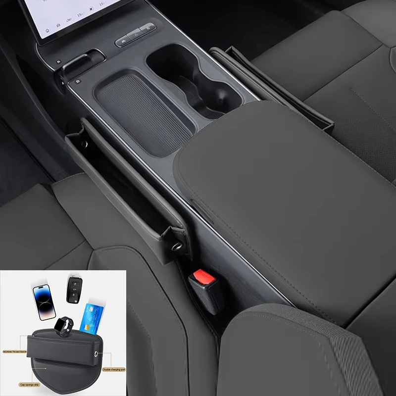 ل تسلا نموذج جديد 3 هايلاند 2024 2025 2026 مقعد السيارة شق صندوق تخزين جيب حامل هاتف مفتاح المنظم اكسسوارات