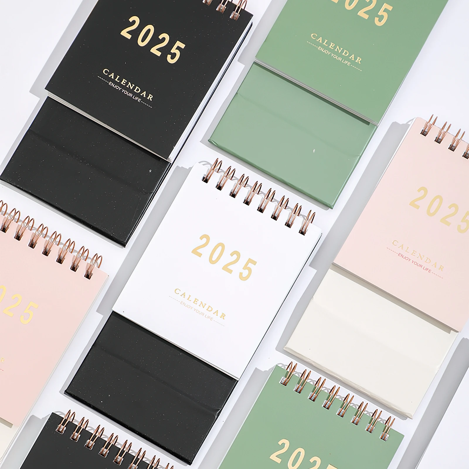 

Super Mini 2025 Calendar 2025 Gold Stamping Cover Simple Style Portable Size Planner Memo Table Accessories F7740