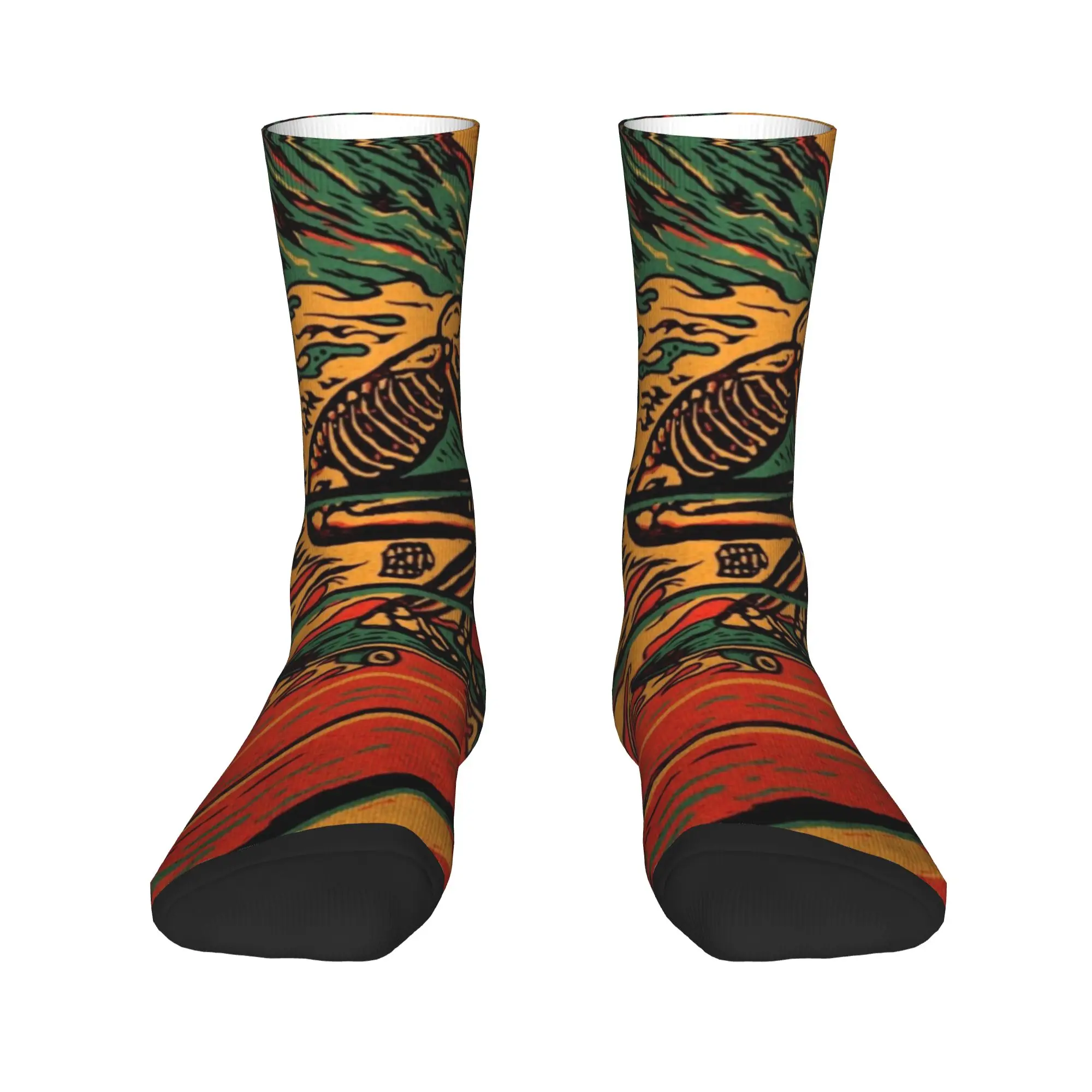 Men Socks Retro Highway Rider  Stockings Anti Sweat Breathable Socks Winter Novelty Graphic Outdoor Sports Socks