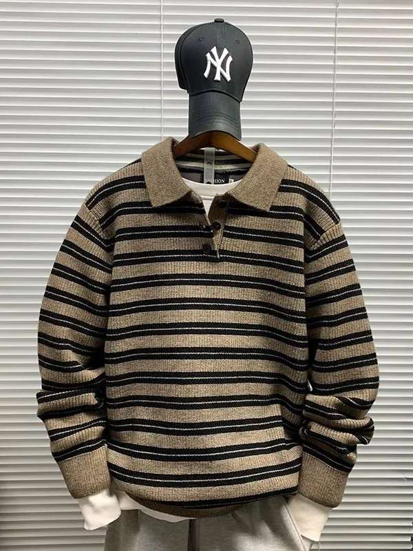 

Мужская повседневная толстовка с капюшоном в полоску и цветными блоками, вязаный свитер, верхняя одежда, осень-зима, новинка, плотный базовый слой, мягкий акрил