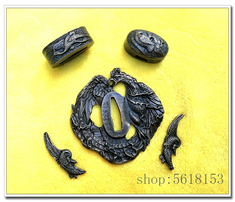 Hige alloy Phoenix tsuba fuchi Menuki Seppa Habaki For Japanese katana wakizashi tanto