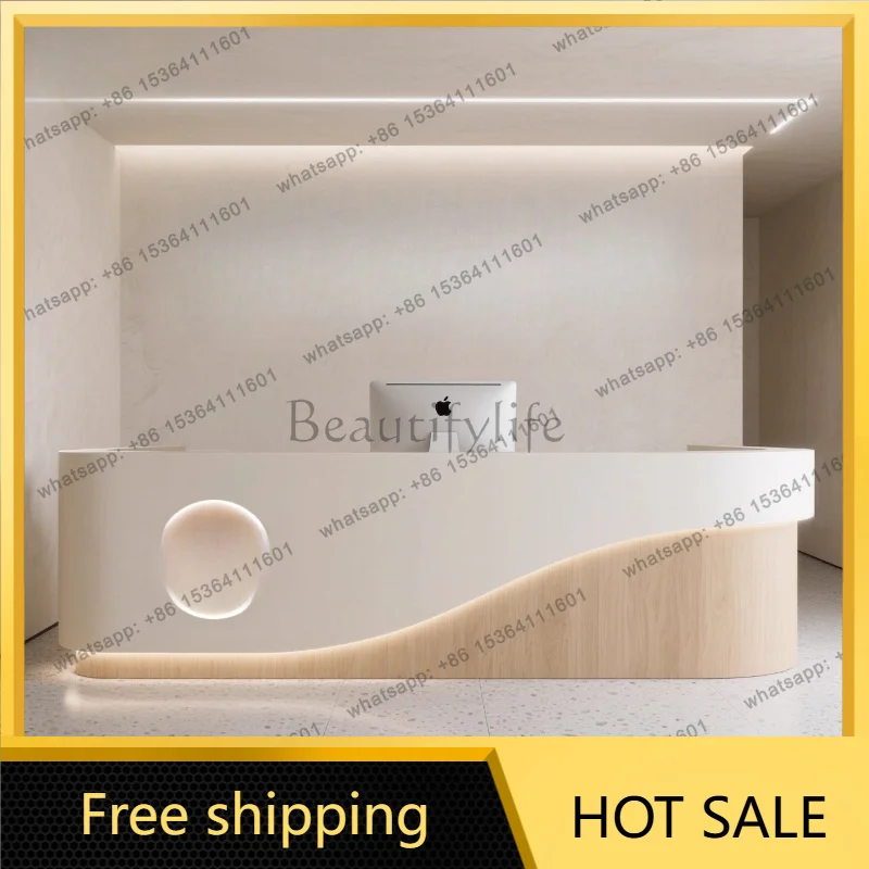 XX.Curved Design Reception Desks Sales Checkout Service Office Wood Reception Desks Shop Display Escritorio Commercial Furniture