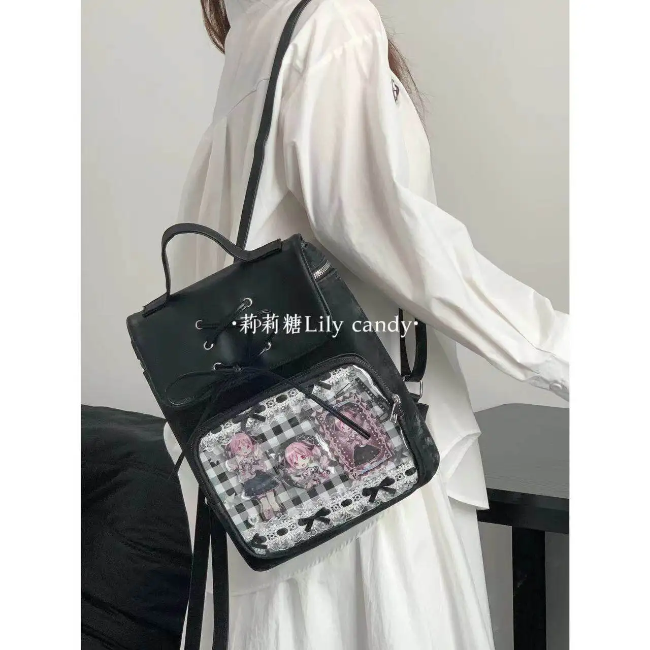 Original Homemade LTA Bag Girl Velvet Ballet Style Niche High-end College Style Backpack Versatile Two-dimensional Bag for Women
